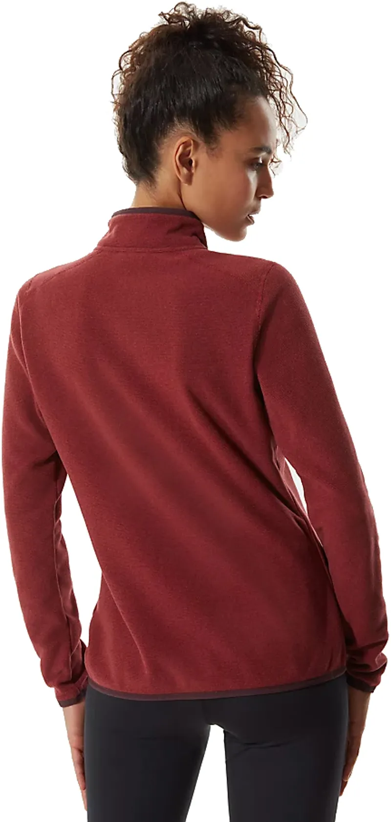 The North Face Womens 100 Glacier 1-4 Zip Fleece - Root Brown - Pomegranate Stripe-3